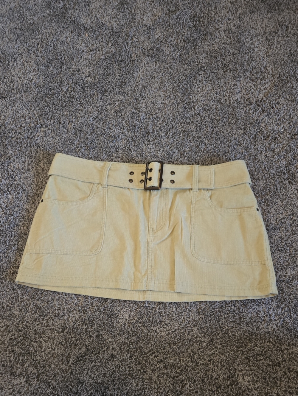 Abercrombie & Fitch Beige Corduroy Mini Skirt with Buckle Belt